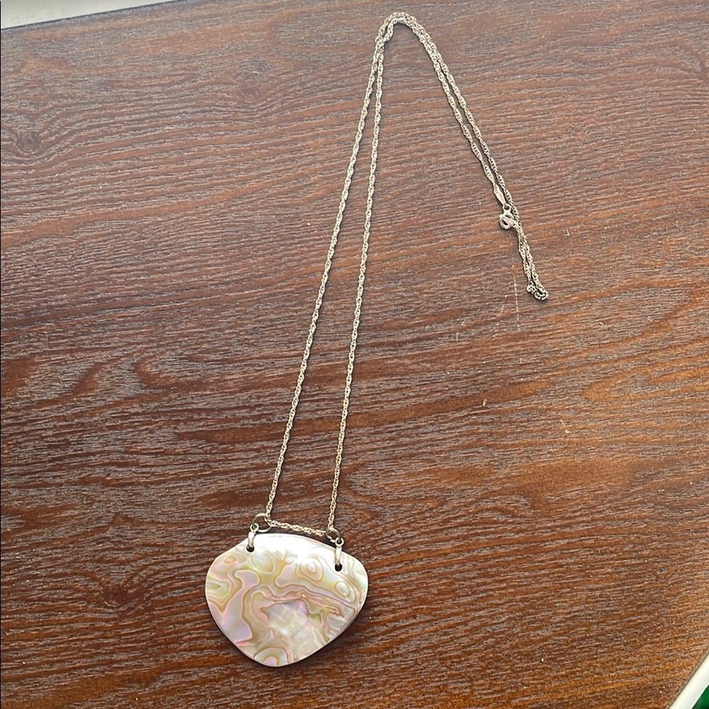 Sterling Silver Abalone Shell Pendant Necklace